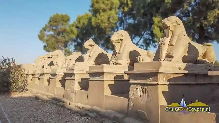 Toegang weg naar Karnak tempel, de sfinxen allee.
