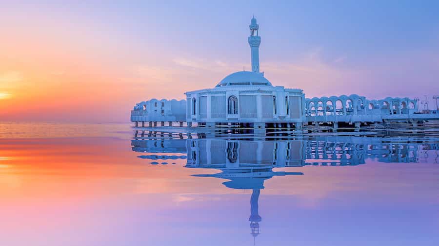 Moskee op het water in Jeddah